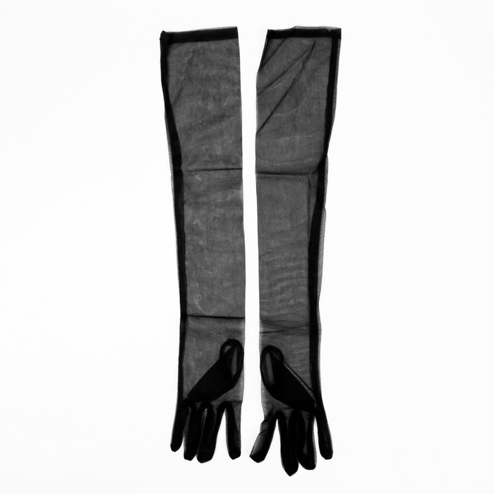Карнавальные перчатки, цвет черный, прозрачные, длинные - фото 1906130184