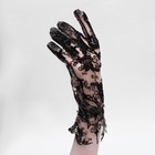 Карнавальные перчатки ажурные, цвет черный, короткие - Фото 3
