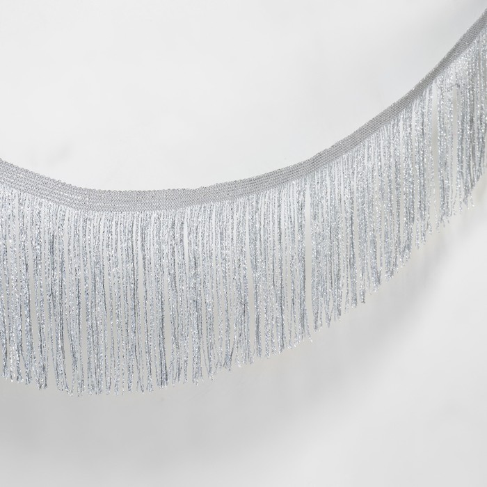 Тесьма декоративная «Бахрома», 10 см, 5 ± 0,5 м, цвет серебряный - Фото 1