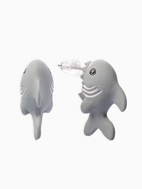 Серьги из полимерной глины «Акула», цвет серый