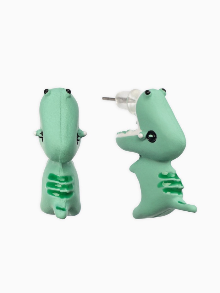 Серьги из полимерной глины «Динозавр», цвет зеленый - Фото 1