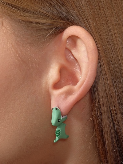 Серьги из полимерной глины «Динозавр», цвет зеленый