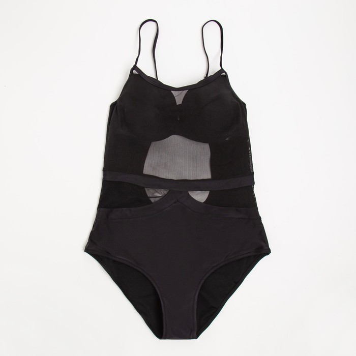 Купальник слитный MINAKU с сеткой цвет чёрный, размер 48 - Фото 1