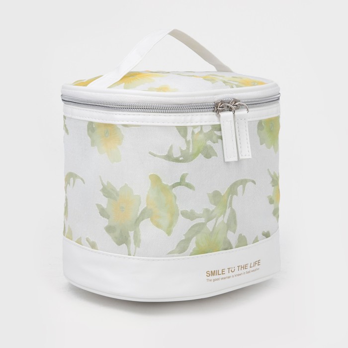 Косметичка на молнии, цвет бело/зелёный - Фото 1