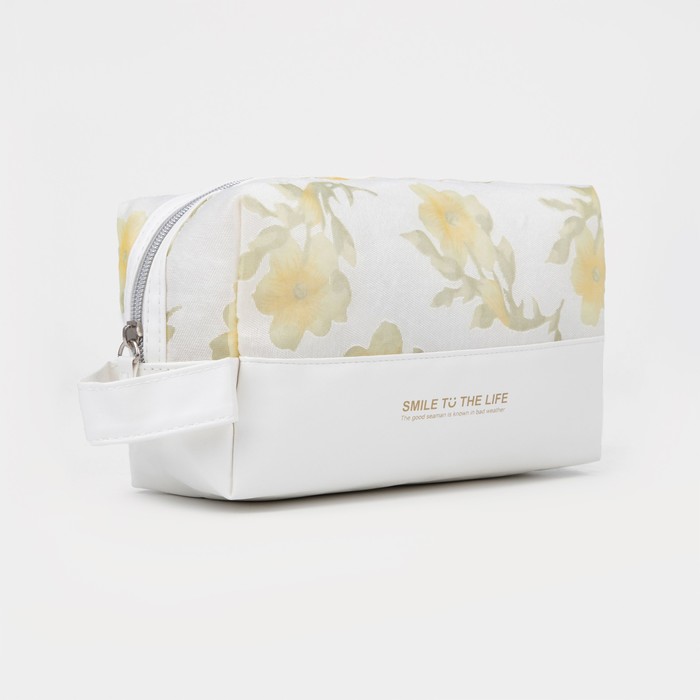 Косметичка на молнии, цвет белый/зелёный - Фото 1