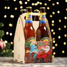 Ящик под пиво "Желаем здоровья!" Снегурочка, бочка, Дед Мороз, 24,5х16,5х14,5 см - фото 10111679
