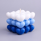 Свеча фигурная "Бабл Сердце", 6х6 см, бело-голубая - Фото 2