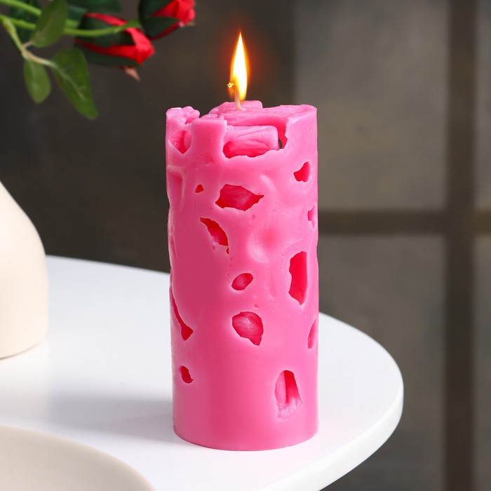 Свеча ароматическая декоративная "Ажурная", розовый, 6х12 см, пион - Фото 1