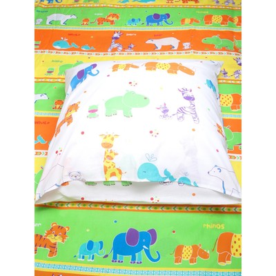 Постельное бельё 1.5 сп «Зоопарк», размер 145х210 см, 145х210 см, 50х70 см