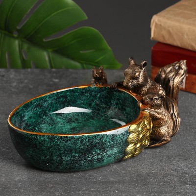 Подставка для мелочей «Белка», полистоун под малахит