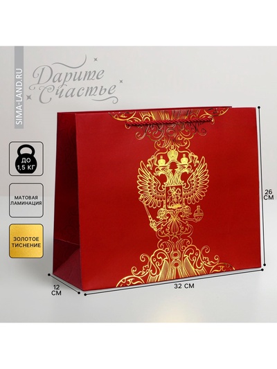 Пакет подарочный, упаковка, «Россия с тобой», 32×26×12 см