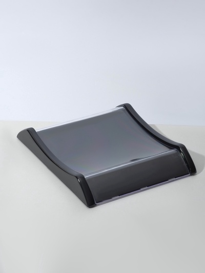 Монетница двухкомпонентная, с местом для рекламной вставки, 16.3×19.3×2.5 см, чёрная