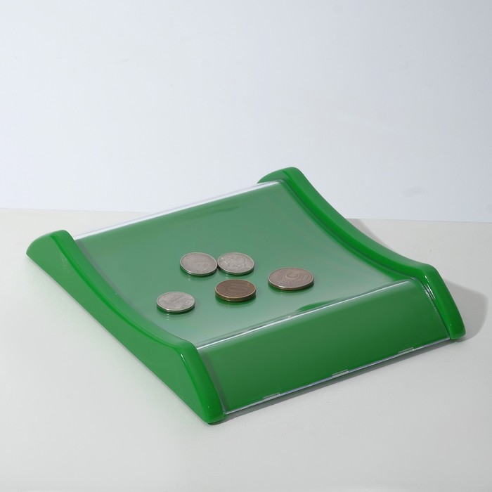 Монетница двухкомпонентная, с местом для рекламной вставки, 16,3×19,3×3, цвет зелёный - фото 1879580261