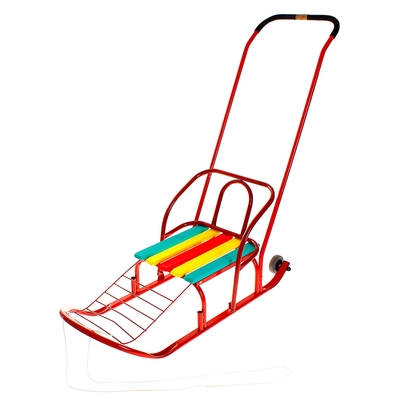 Санки «Кирюша-7К» с толкателем, с колёсиками, цвета МИКС