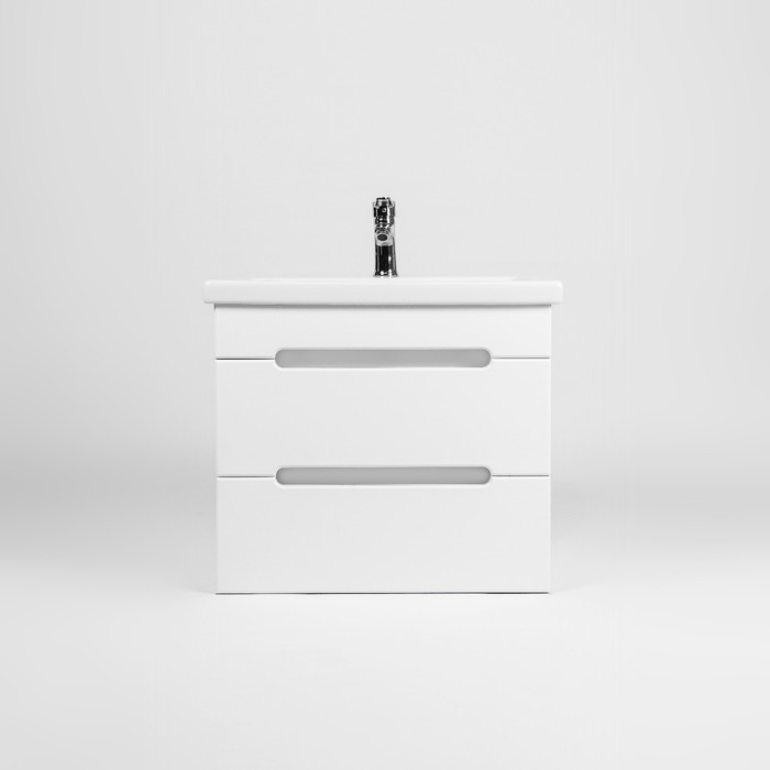 Тумба подвесная VIANT «Марсель», 2 ящика, с раковиной COMO 80, 425×760×500 мм, цвет белый