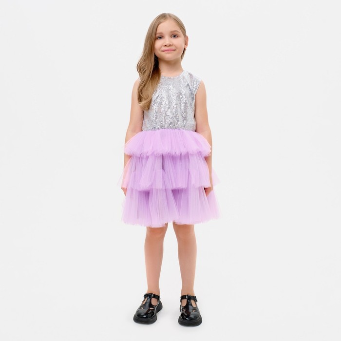 Платье для девочки с пайетками KAFTAN, размер 30 (98-104), цвет лиловый - Фото 1