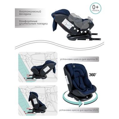 Автокресло детское AmaroBaby Brilliant, крепление Isofix, класс D, группа 0+/1/2/3 (0-36 кг), цвет синий