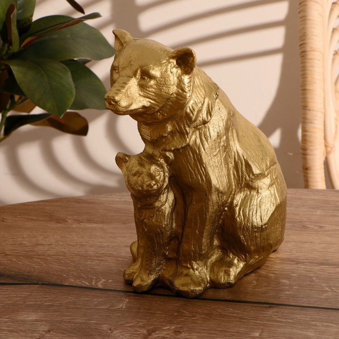 Сувенир "Медведица с медвежонком" алюминий 28 см - Фото 1