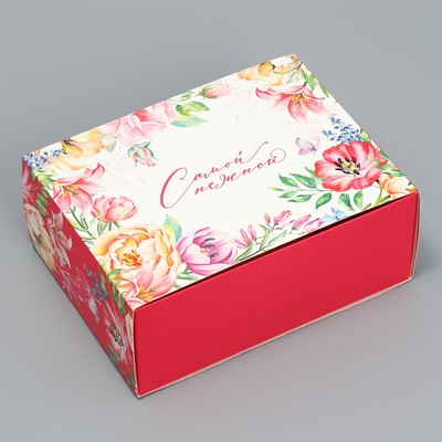 Коробка подарочная складная, упаковка, «Цветы», 20 х 15 х 8 см