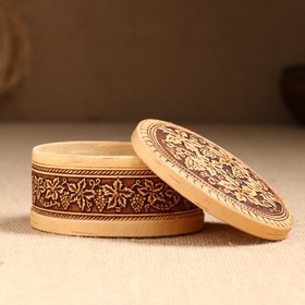 Шкатулка для украшений «Виноградник», овальная, береста