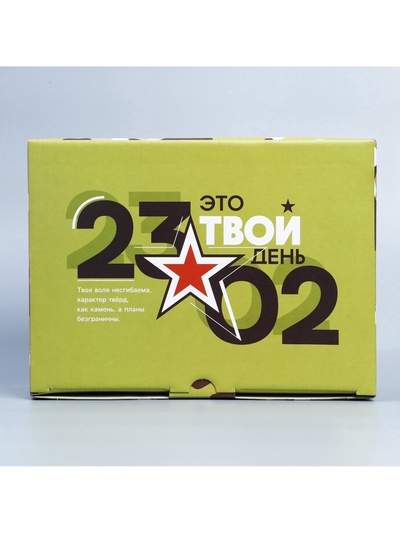 Коробка подарочная сборная, упаковка, «23.02», 26×19×10 см