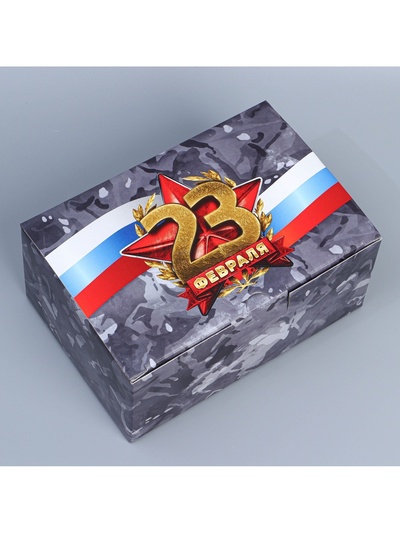 Коробка подарочная сборная, упаковка, «23 февраля», 22×15×10 см