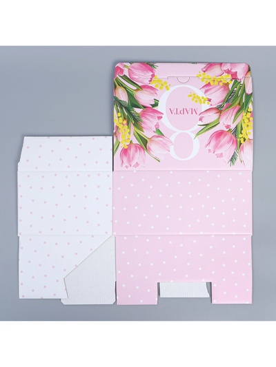 Коробка подарочная сборная, упаковка, «8 марта», 22×15×10 см