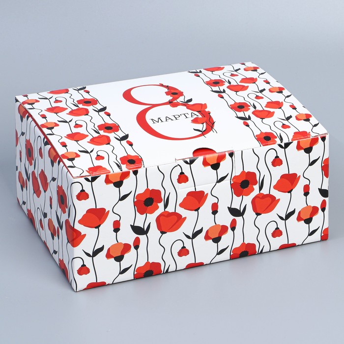 Коробка подарочная сборная, упаковка, «С праздником весны», 8 марта, 22×15×10 см