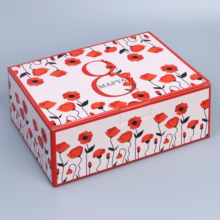 Коробка подарочная сборная, упаковка, «С праздником весны», 26 х 19 х 10 см