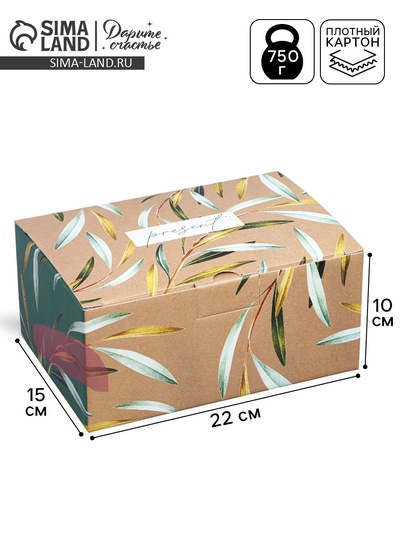 Коробка подарочная сборная, упаковка, «Present», 22×15×10 см