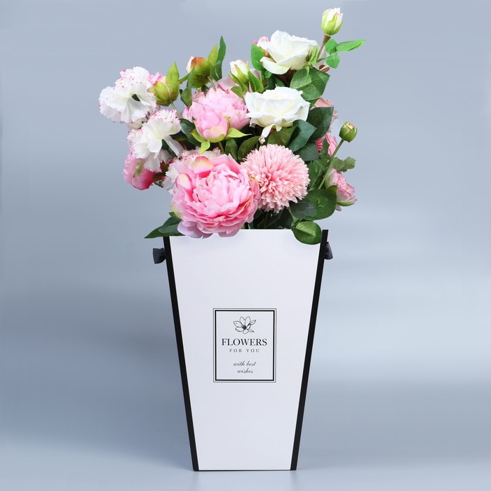 Переноска для цветов на лентах «Flowers for you», 15 х 23 х 35 см - фото 1914132156