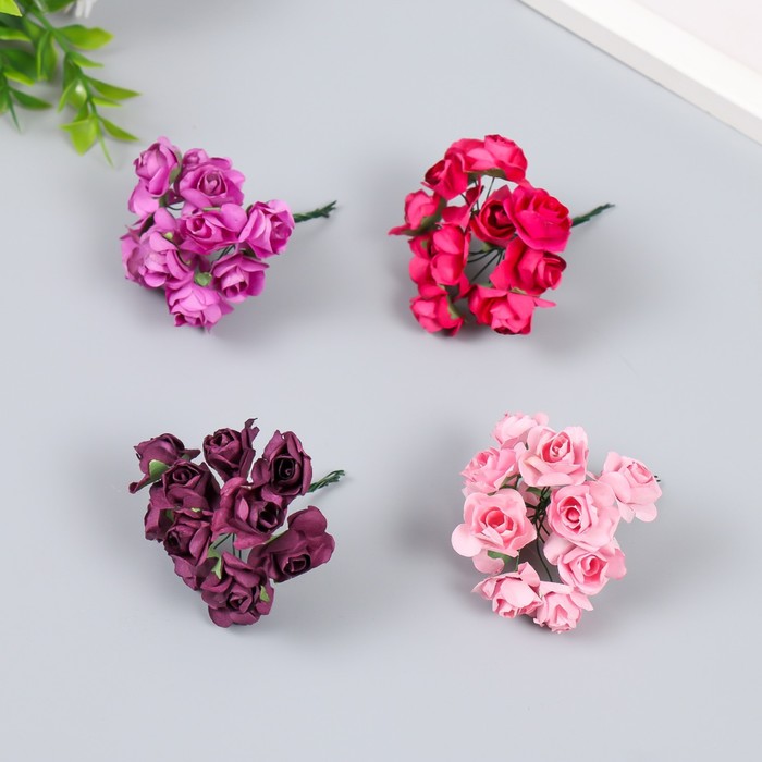 Декор для творчества "Букет из роз" (1 набор=1 букету) в букете 12 цветков МИКС 8 см - фото 1911183883