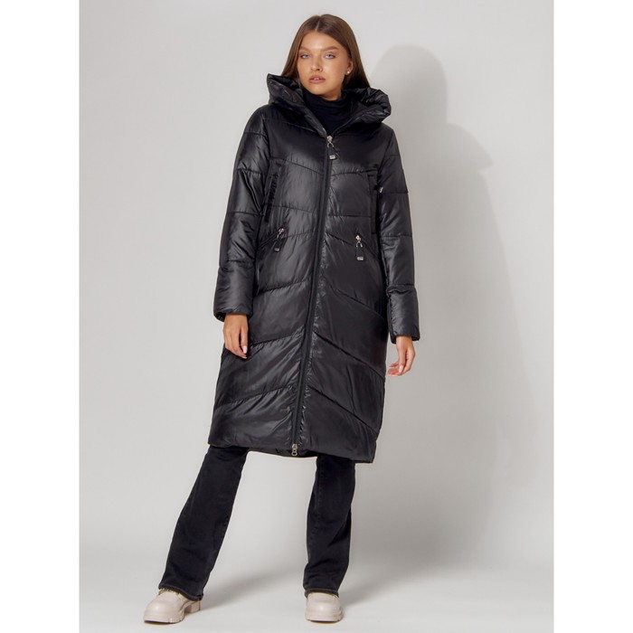 Пальто утеплённое женское, цвет чёрный, размер 44