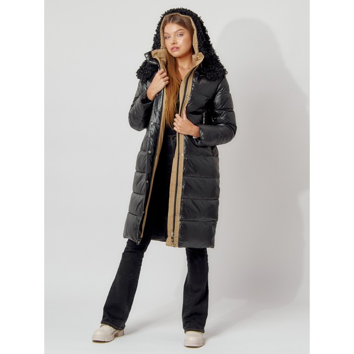 Пальто утеплённое женское, цвет чёрный, размер 42