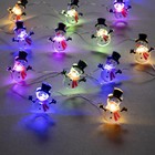 УЦЕНКА Гирлянда «Нить» 2 м, роса, с насадками «Снеговик в шарфе», IP20, серебристая нить, 20 LED, 2 режима, от батареек ААх2, свечение мульти - Фото 4