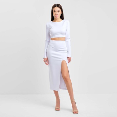 Костюм женский (юбка, топ) MIST, размер 48, белый