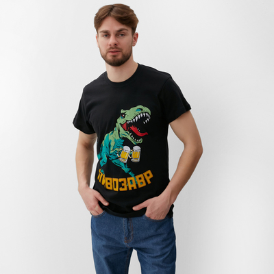 Футболка мужская «Пивозавр», размер 56, хлопок 100%, чёрная