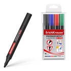 Набор маркеров перманентных ErichKrause P-170, 4 штуки, 2.0 мм, чернила на спиртовой основе, чёрный, синий, красный, зелёный - Фото 1