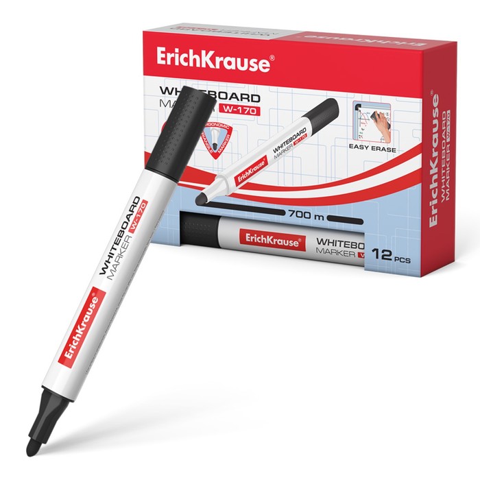 Маркер для досок ErichKrause W-170, 2.0 мм, чернила на спиртовой основе, чёрный - Фото 1