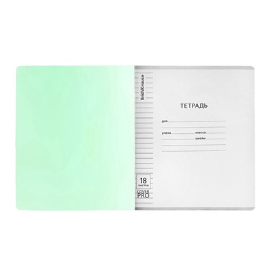 Тетрадь 18 листов в линейку, ErichKrause «Классика CoverPrо Neon», пластиковая обложка, зелёная