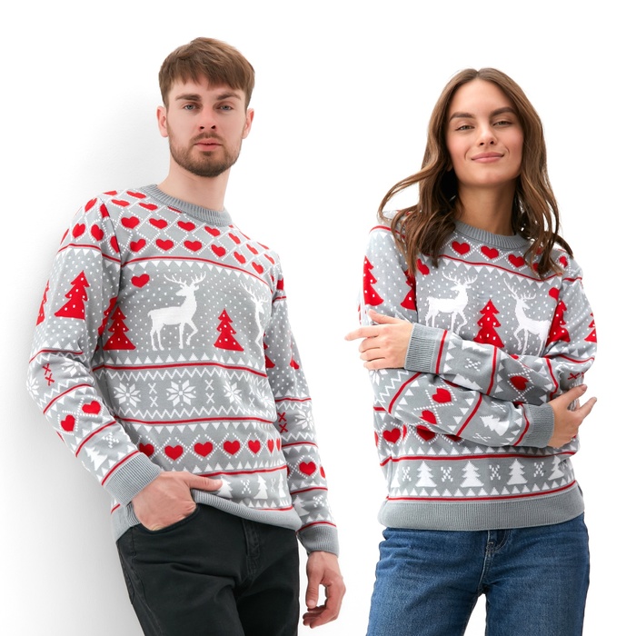 Свитер вязаный KAFTAN «Новогодний», размер 50, серый - Фото 1