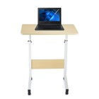 Прикроватный приставной стол GAL для ноутбука, 600×400×650(890) мм, белый / белёный дуб - Фото 2