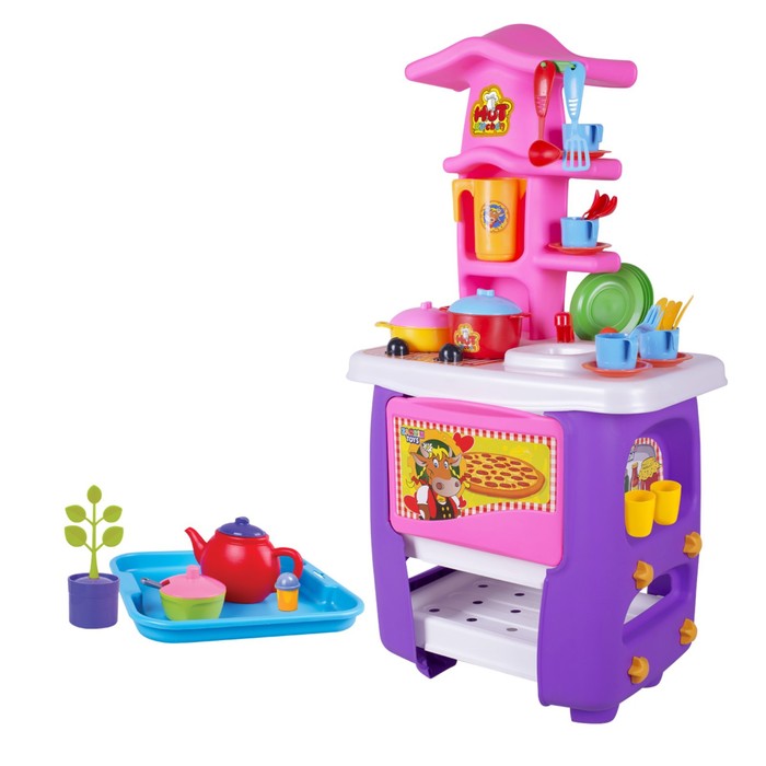 Кухня игровая Hut Kitchen, с набором, 45 предметов, цвет фиолетово-розовый - фото 1907581212