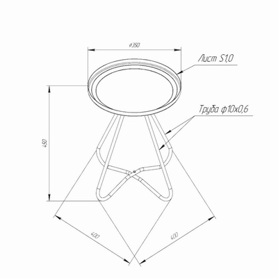 Столик журнальный, 400х400х450, Белый муар