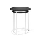 Столик журнальный, 450х450х550, Камень пьетра черный/Белый муар - фото 21913124