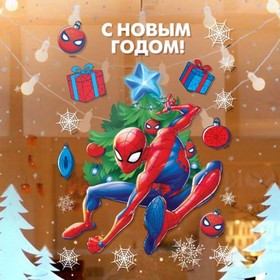 Наклейки на окно "С Новым Годом!", Человек-паук
