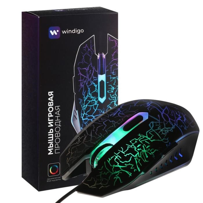 Мышь Windigo MB-2.4, игровая, оптическая, подсветка, покрытие soft-touch, 1.3 м - Фото 1