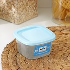 Контейнер пищевой RICCO, 230 мл, 9.6×9.6×5.2 см, квадрат, цвет прозрачный, крышка голубая - Фото 3