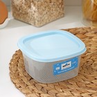 Контейнер пищевой RICCO, 500 мл, 12,2×12,2×6,2 см, квадрат, цвет прозрачный, крышка голубая - Фото 3