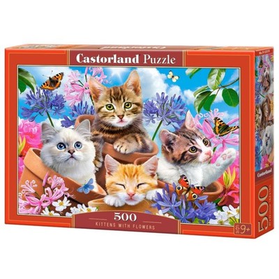 Пазл «Котята в цветах», 500 элементов
